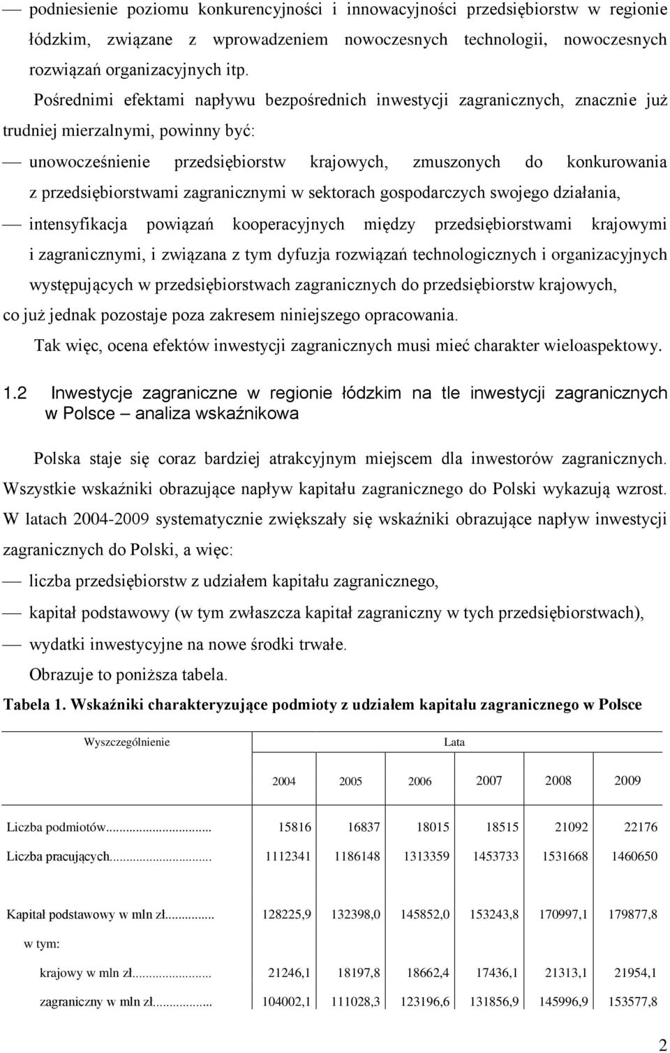 przedsiębiorstwami zagranicznymi w sektorach gospodarczych swojego działania, intensyfikacja powiązań kooperacyjnych między przedsiębiorstwami krajowymi i zagranicznymi, i związana z tym dyfuzja