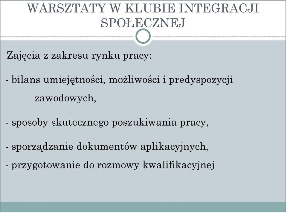 zawodowych, - sposoby skutecznego poszukiwania pracy, -