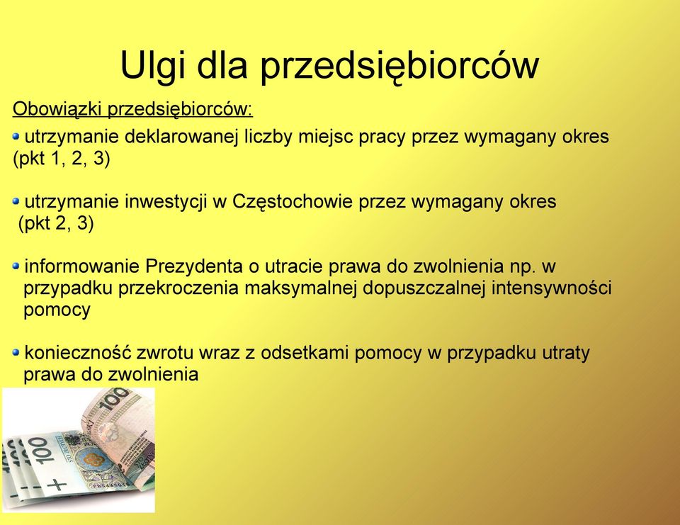 informowanie Prezydenta o utracie prawa do zwolnienia np.