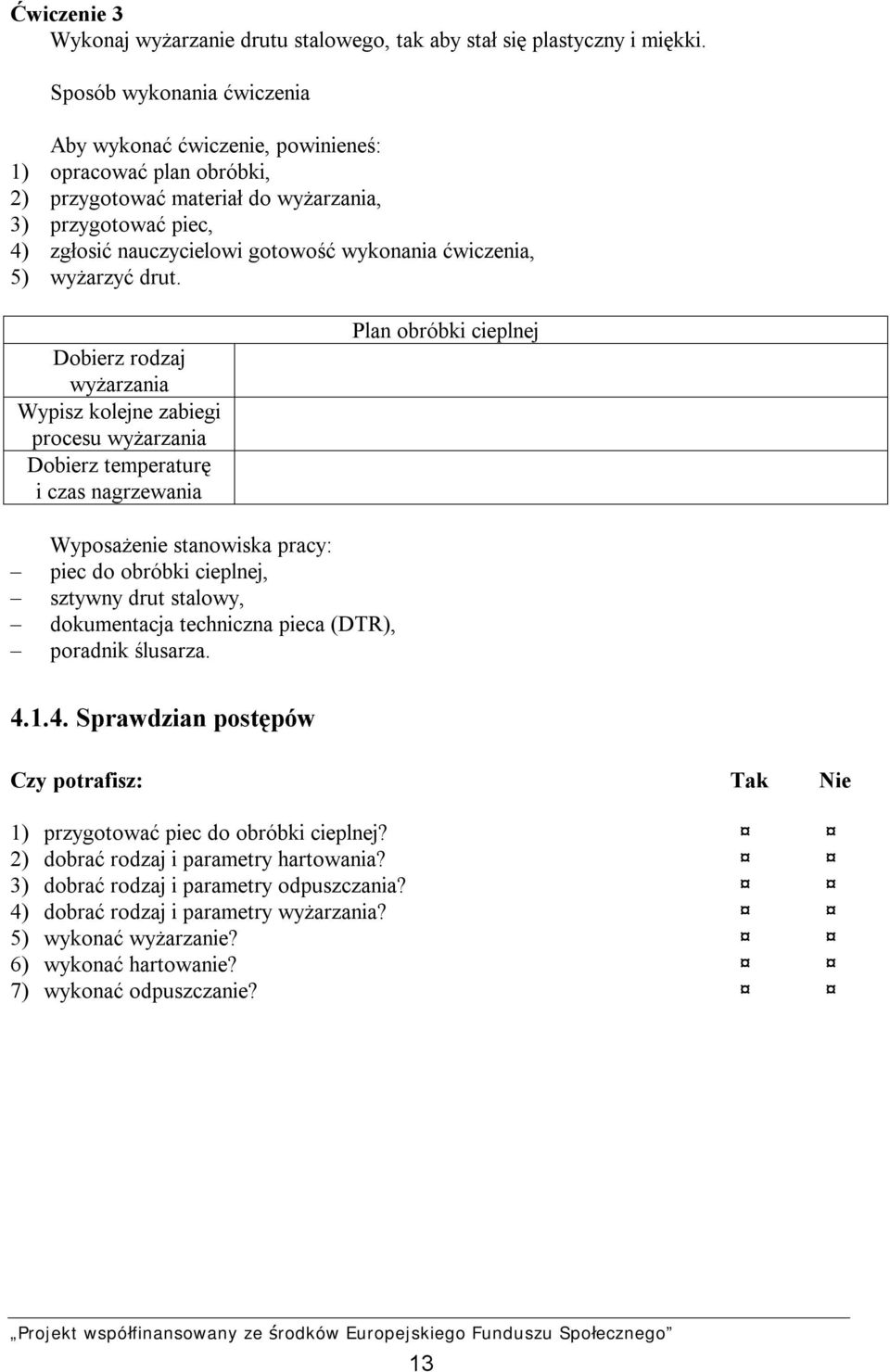 ćwiczenia, 5) wyżarzyć drut.