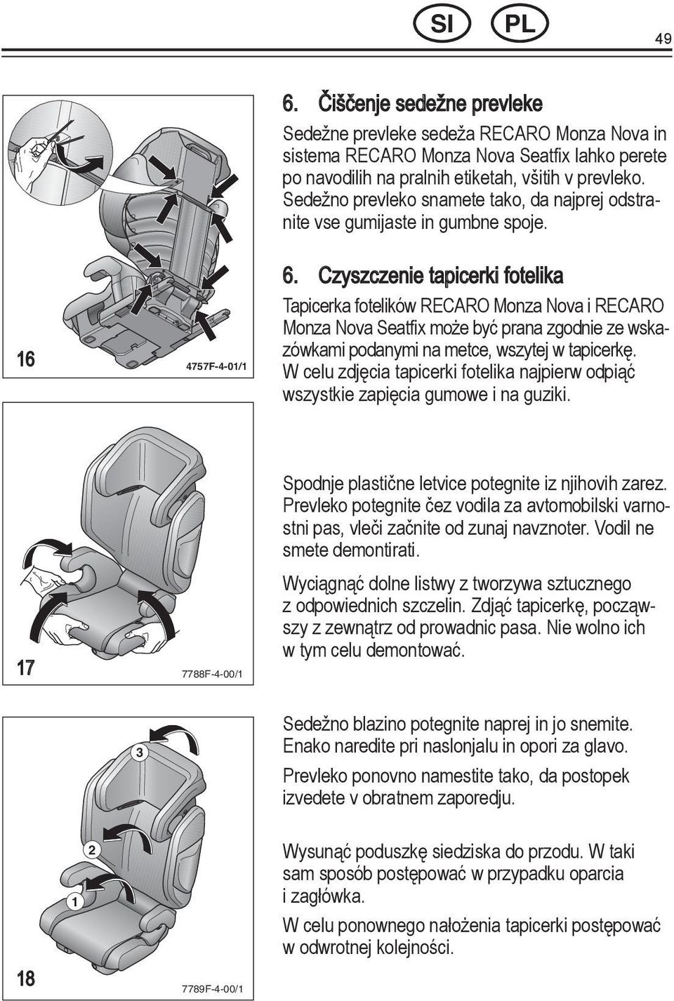 Sedežno prevleko snamete KO tako, AR JPda najprej CN HEodstra-TW nite vse gumijaste in gumbne spoje. 6.