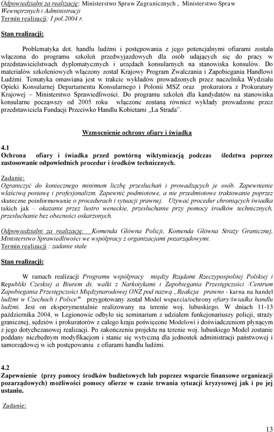 konsularnych na stanowiska konsulów. Do materiałów szkoleniowych włączony został Krajowy Program Zwalczania i Zapobiegania Handlowi Ludźmi.