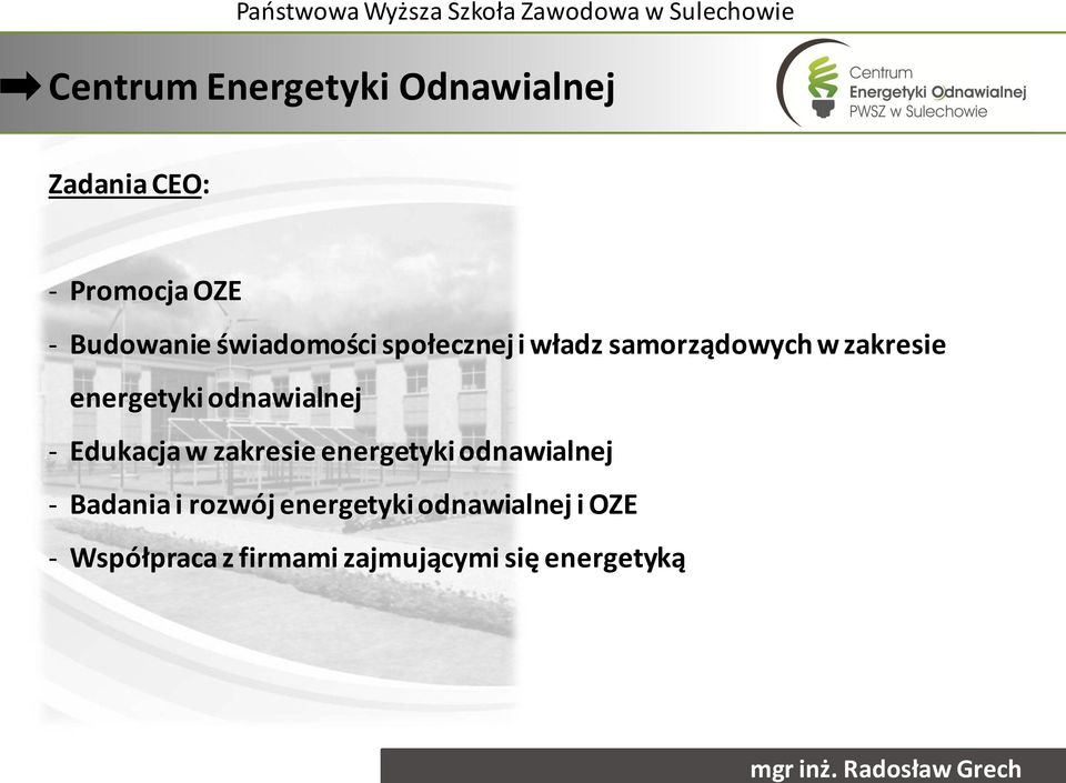 odnawialnej - Edukacja w zakresie energetyki odnawialnej - Badania i