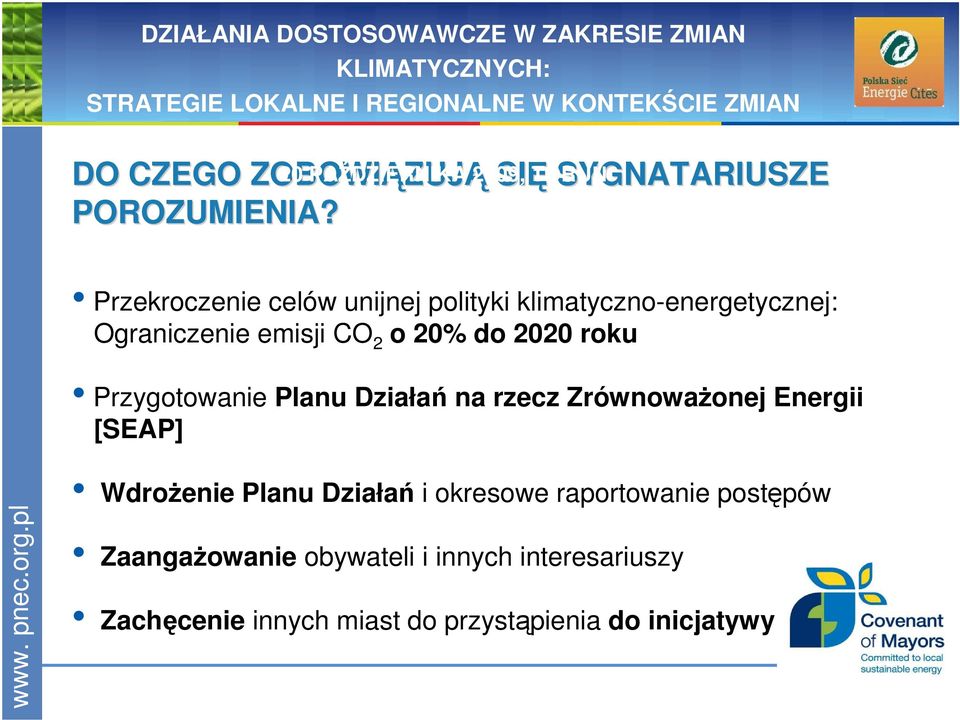 roku Przygotowanie Planu Działań na rzecz ZrównowaŜonej Energii [SEAP] WdroŜenie Planu Działań i