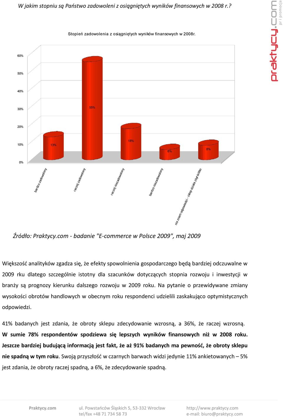 com - badanie "E-commerce w Polsce 2009", maj 2009 Większość analityków zgadza się, że efekty spowolnienia gospodarczego będą bardziej odczuwalne w 2009 rku dlatego szczególnie istotny dla szacunków