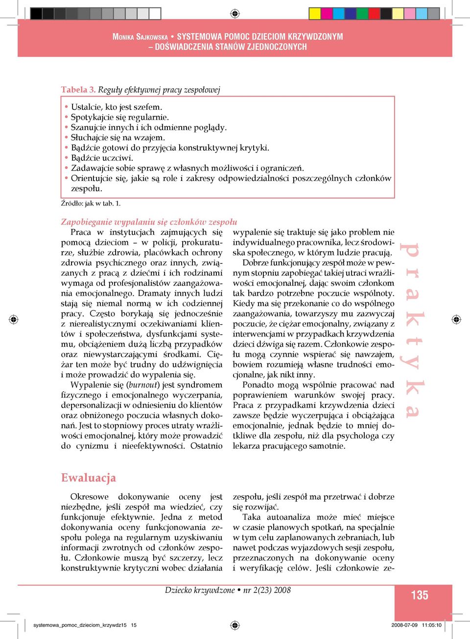 Orientujcie się, jakie są role i zakresy odpowiedzialności poszczególnych członków zespołu. Źródło: jak w tab. 1.