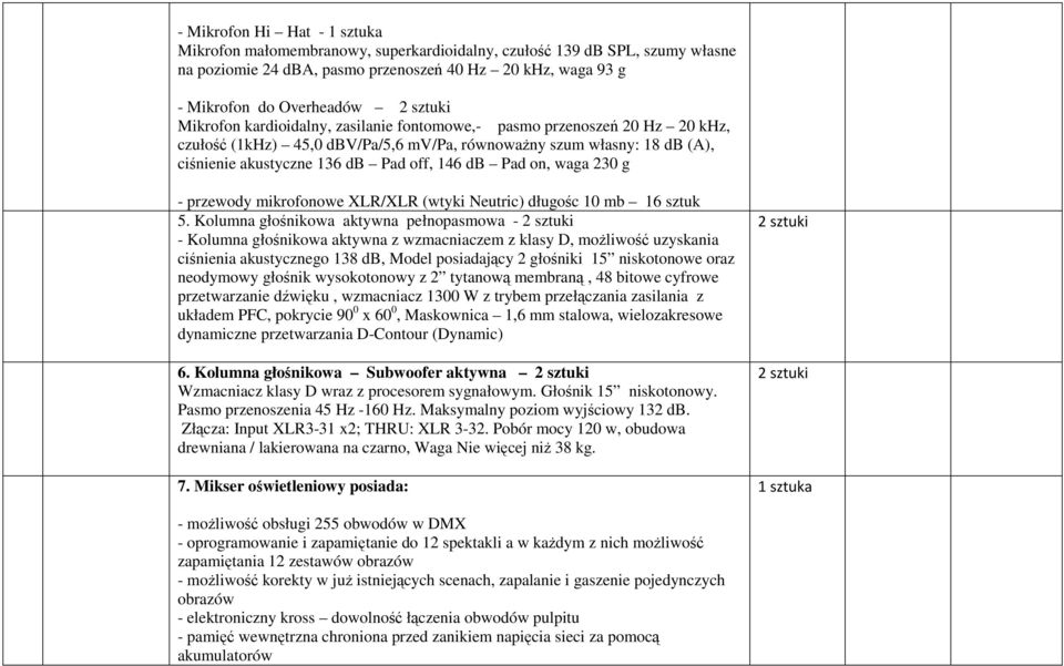230 g - przewody mikrofonowe XLR/XLR (wtyki Neutric) długośc 10 mb 16 sztuk 5.