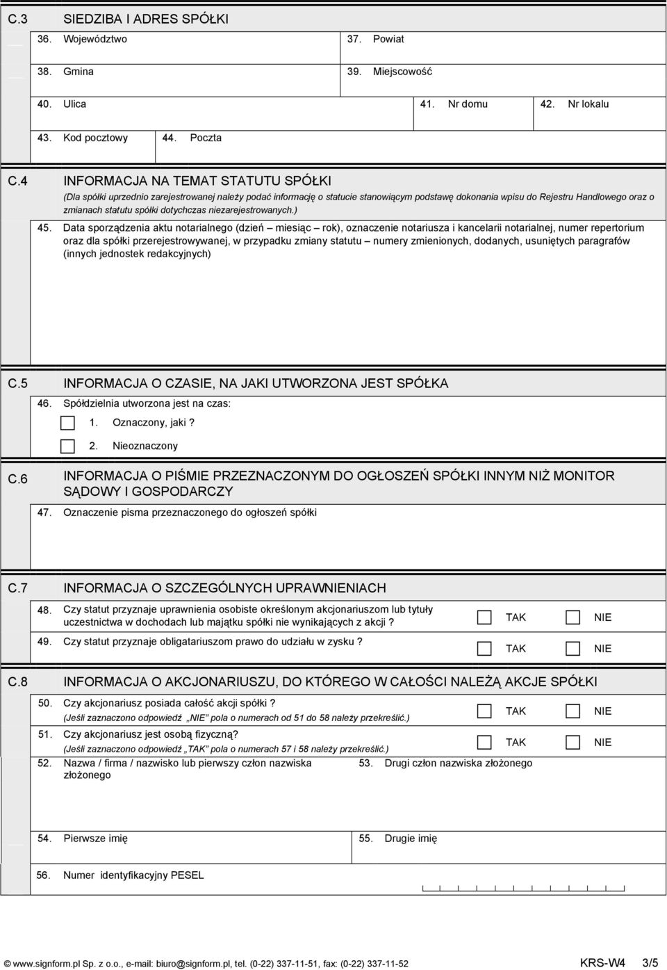 spółki dotychczas niezarejestrowanych.) 45.