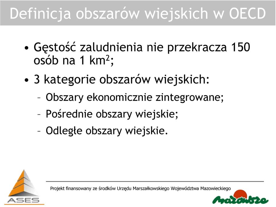 kategorie obszarów wiejskich: Obszary ekonomicznie