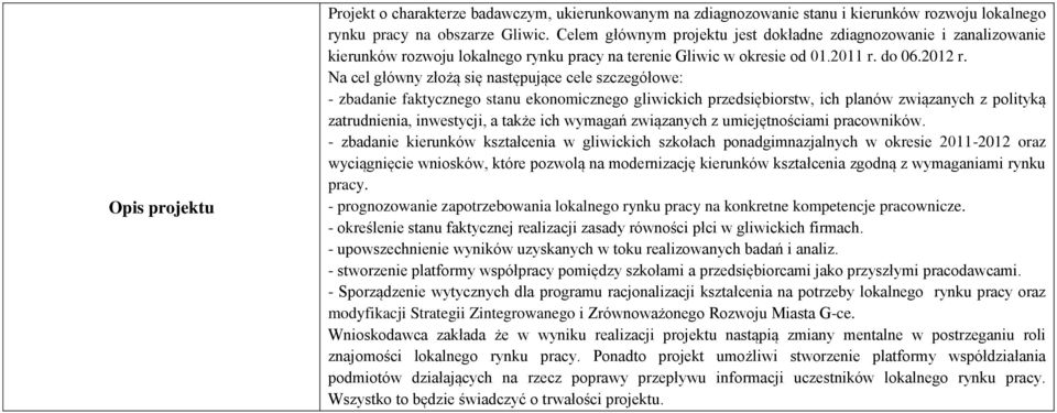 Na cel główny złożą się następujące cele szczegółowe: - zbadanie faktycznego stanu ekonomicznego gliwickich przedsiębiorstw, ich planów związanych z polityką zatrudnienia, inwestycji, a także ich