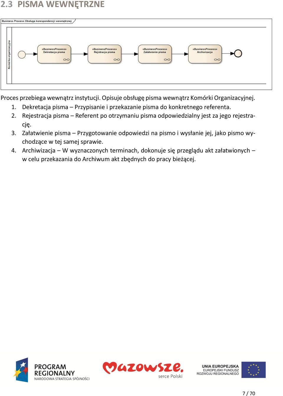 Rejestracja pisma Referent po otrzymaniu pisma odpowiedzialny jest za jego rejestrację. 3.