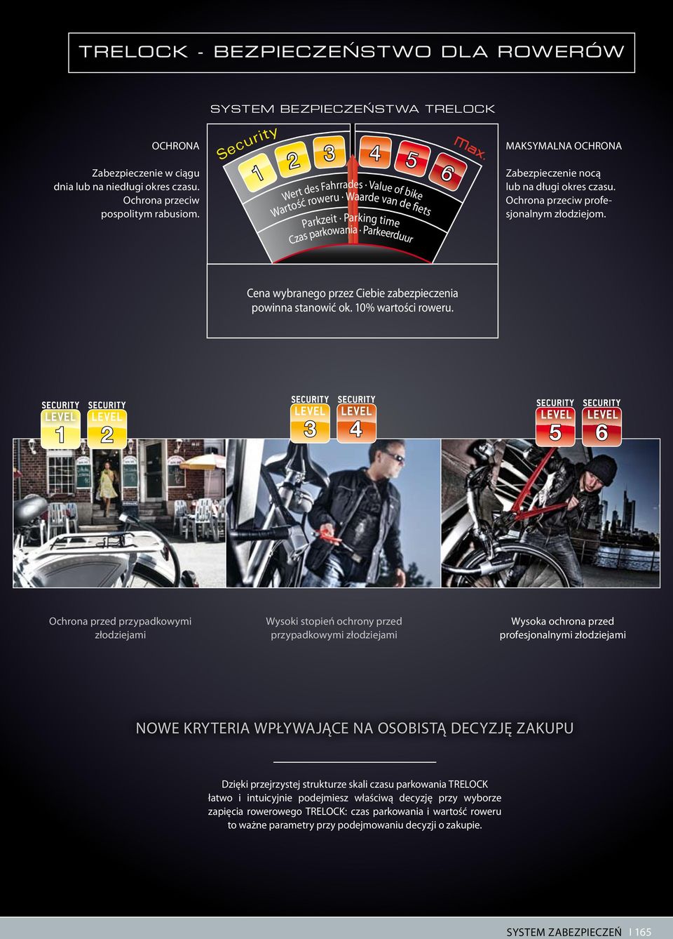 Zabezpieczenie nocą lub na długi okres czasu. Ochrona przeciw profesjonalnym złodziejom. Cena wybranego przez Ciebie zabezpieczenia powinna stanowić ok. 10% wartości roweru.