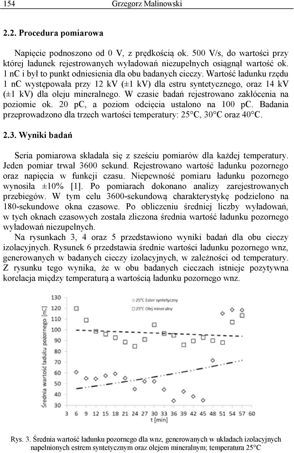 W czasie badań rejestrowano zakłócenia na poziomie ok. 20 pc, a poziom odcięcia ustalono na 100 pc. Badania przeprowadzono dla trzech wartości temperatury: 25 C, 30