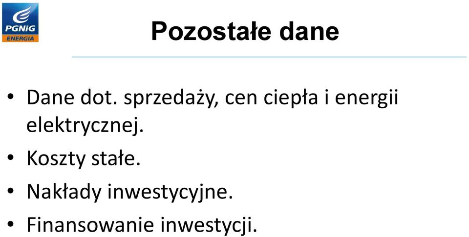 elektryczej. Koszty stałe.