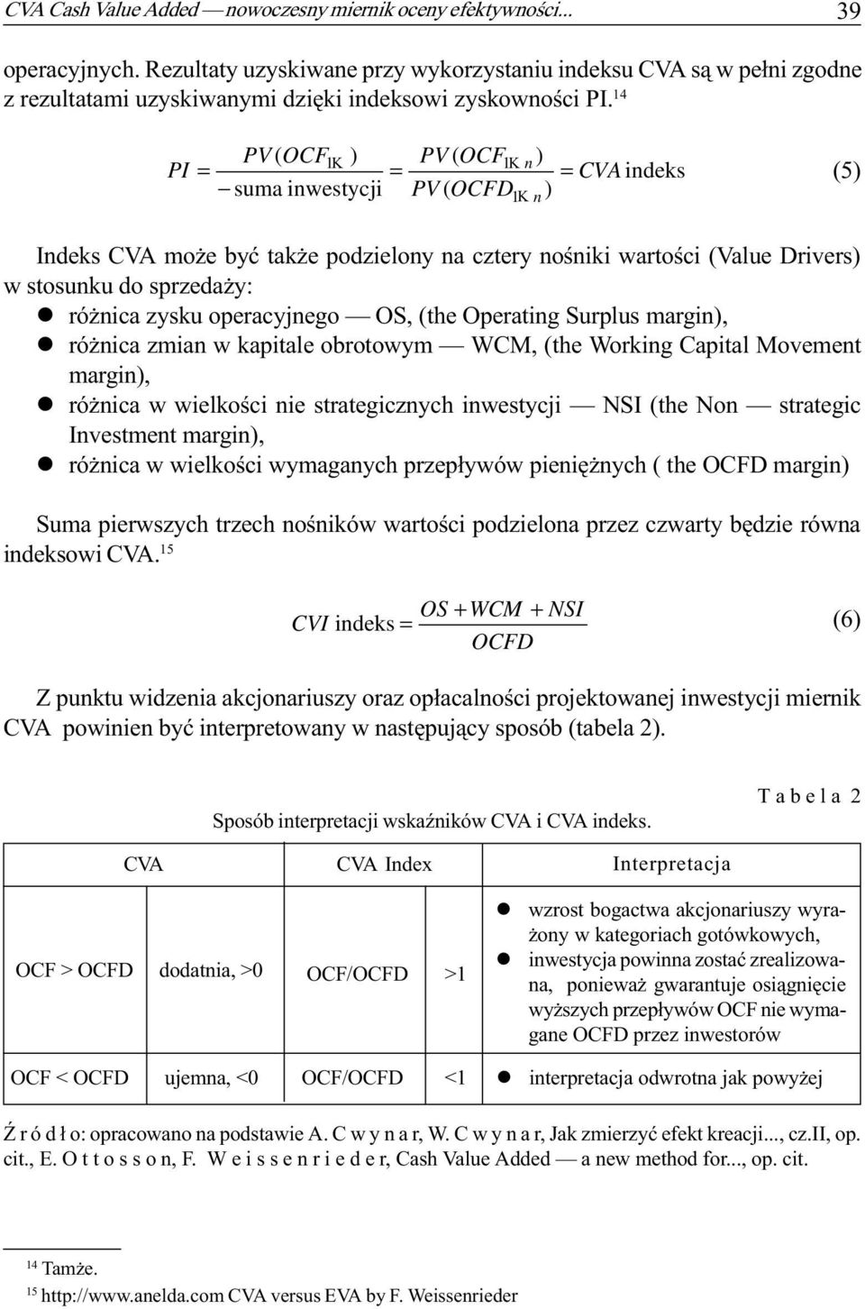 operacyjego OS, (the Operatig Surplus margi), l ró ica zmia w kapitale obrotowym WCM, (the Workig Capital Movemet margi), l ró ica w wielkoœci ie strategiczych iwestycji NSI (the No strategic