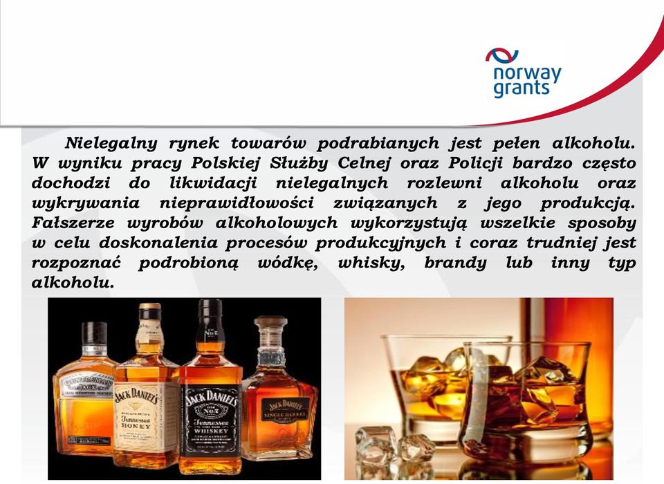 rozlewni alkoholu oraz wykrywania nieprawidłowości związanych z jego produkcją.