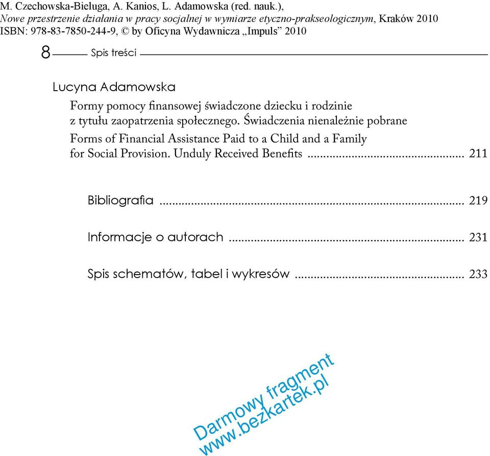 Świadczenia nienależnie pobrane Forms of Financial Assistance Paid to a Child and a