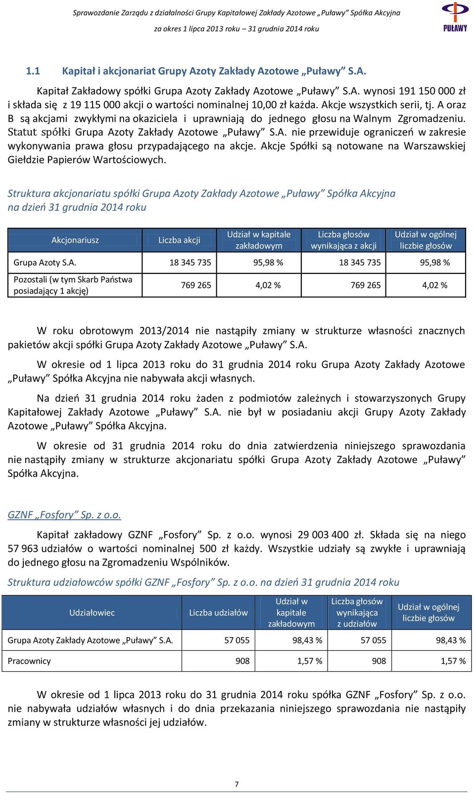 Akcje Spółki są notowane na Warszawskiej Giełdzie Papierów Wartościowych.