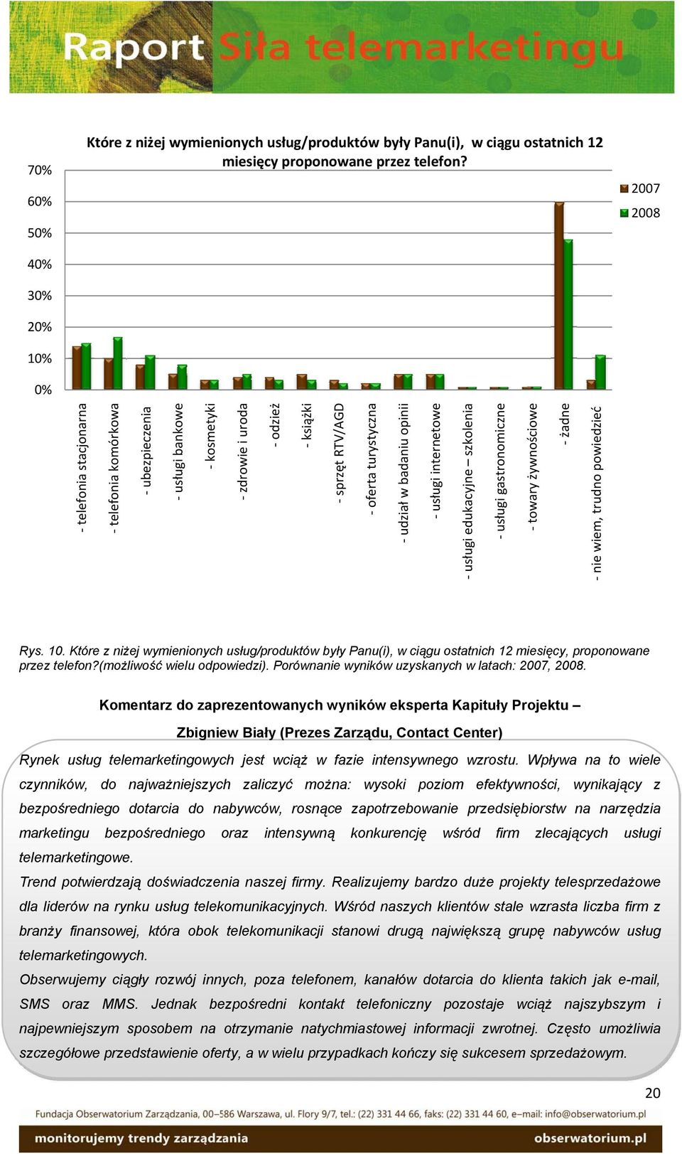 usługi edukacyjne szkolenia usługi gastronomiczne towary żywnościowe żadne nie wiem, trudno powiedzieć Rys. 10.