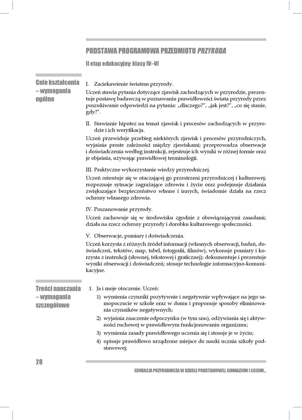 , co się stanie, gdy?. II. Stawianie hipotez na temat zjawisk i procesów zachodzących w przyrodzie i ich weryfi kacja.