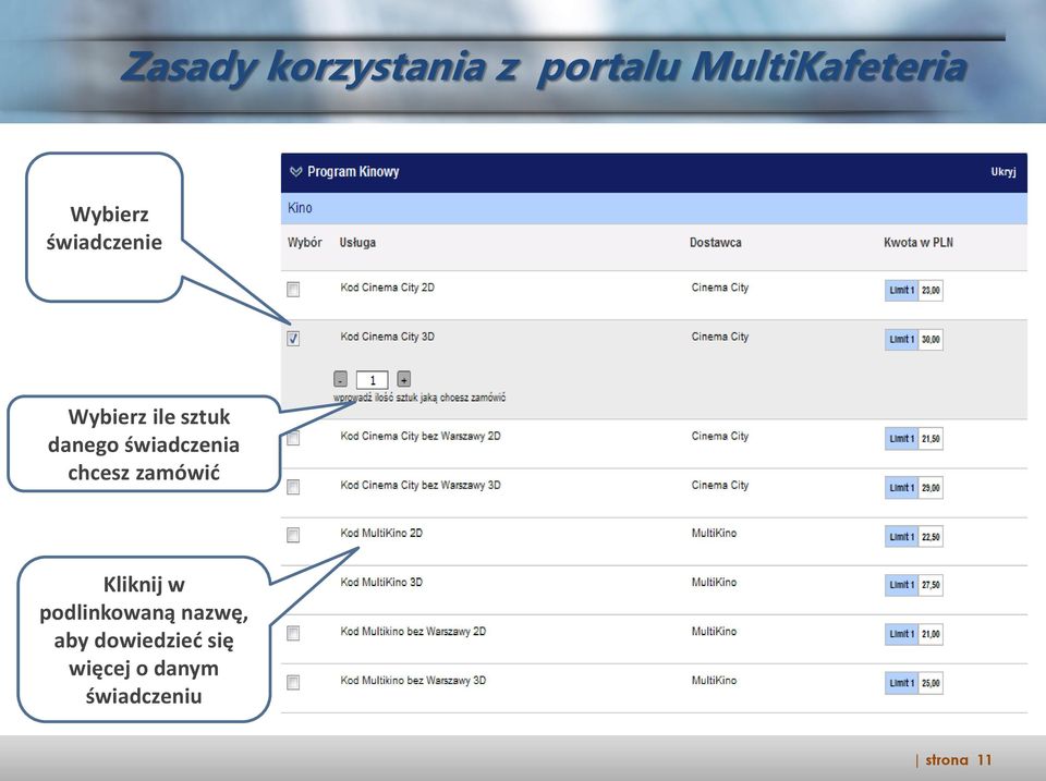 świadczenia chcesz zamówić Kliknij w podlinkowaną