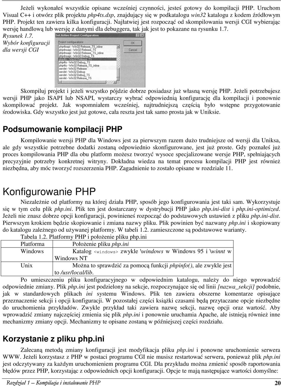 Najłatwiej jest rozpocząć od skompilowania wersji CGI wybierając wersję handlową lub wersję z danymi dla debuggera, tak jak jest to pokazane na rysunku 1.7.