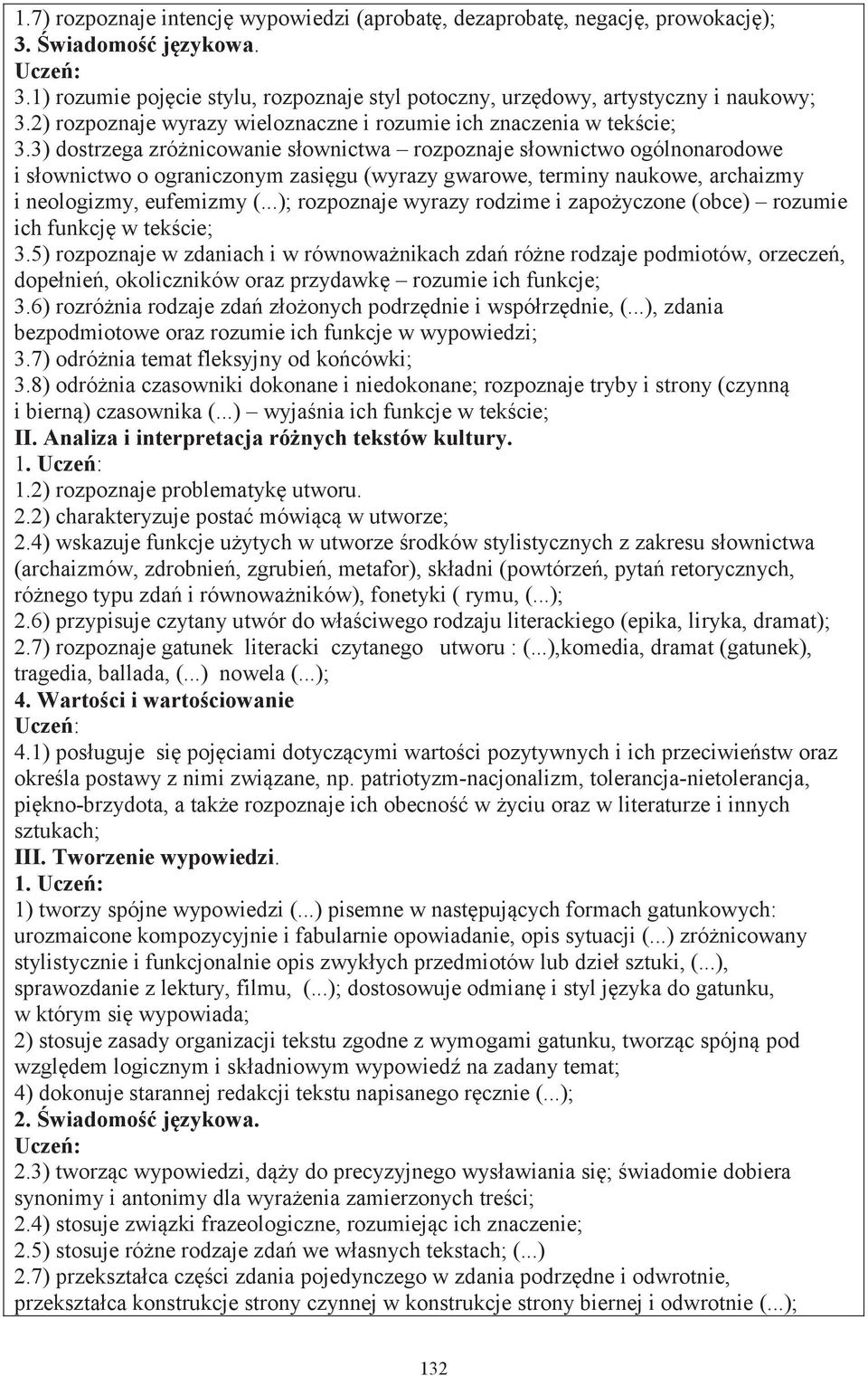 3) dostrzega zróżnicowanie słownictwa rozpoznaje słownictwo ogólnonarodowe i słownictwo o ograniczonym zasięgu (wyrazy gwarowe, terminy naukowe, archaizmy i neologizmy, eufemizmy (.