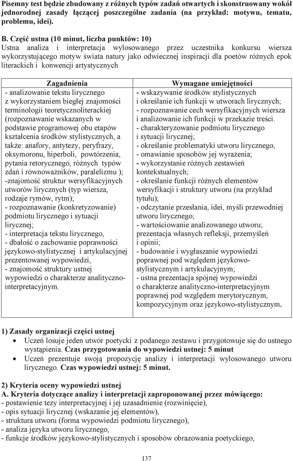 różnych epok literackich i konwencji artystycznych Zagadnienia - analizowanie tekstu lirycznego z wykorzystaniem biegłej znajomości terminologii teoretycznoliterackiej (rozpoznawanie wskazanych w