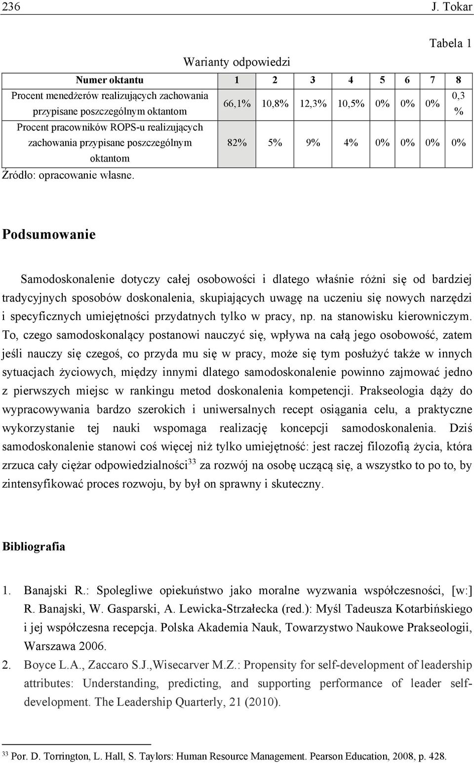 pracowników ROPS-u realizujących zachowania przypisane poszczególnym 82% 5% 9% 4% 0% 0% 0% 0% oktantom Źródło: opracowanie własne.