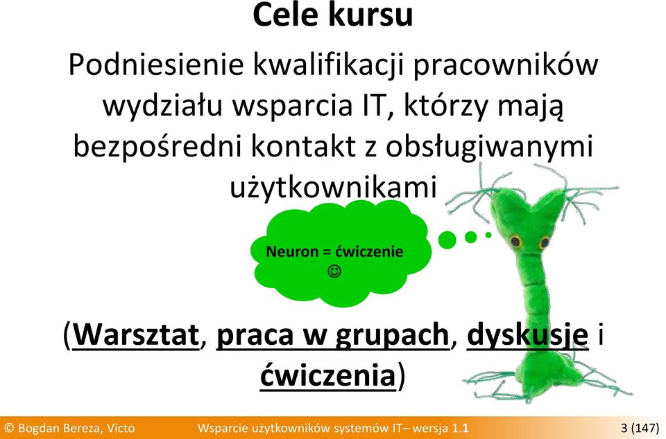 Neuron = ćwiczenie (Warsztat, praca w grupach, dyskusje i ćwiczenia)