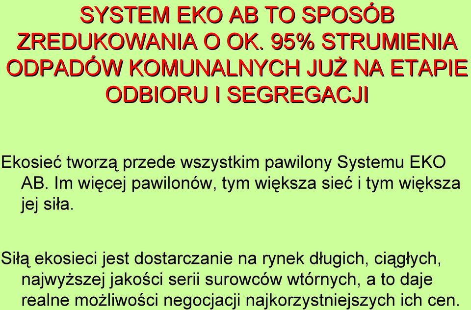 wszystkim pawilony Systemu EKO AB. Im więcej pawilonów, tym większa sieć i tym większa jej siła.