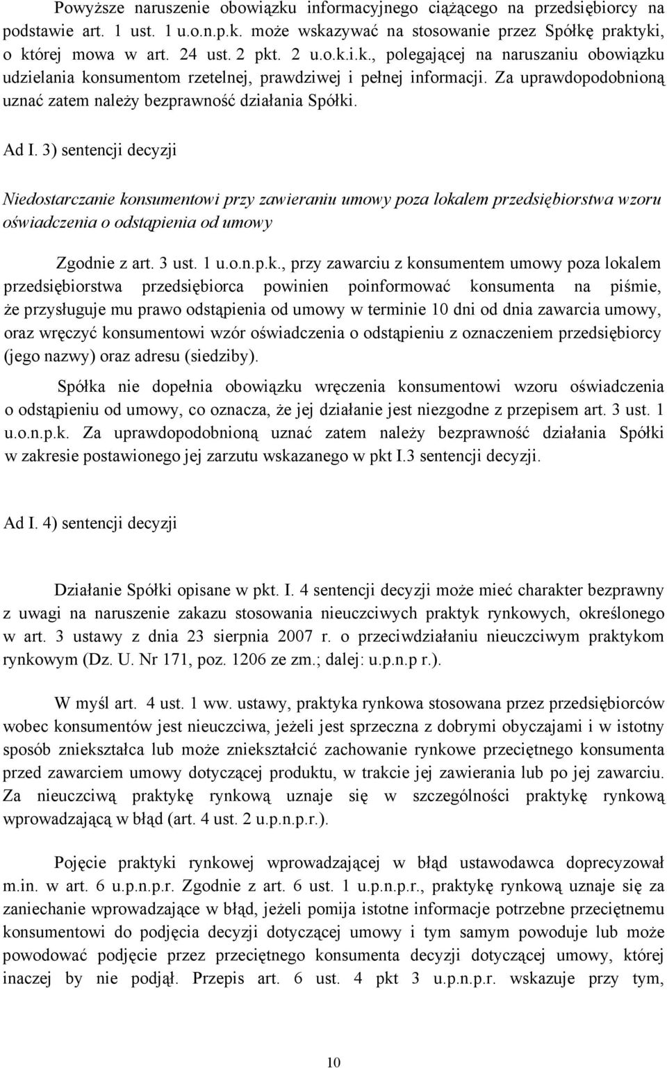 3) sentencji decyzji Niedostarczanie ko