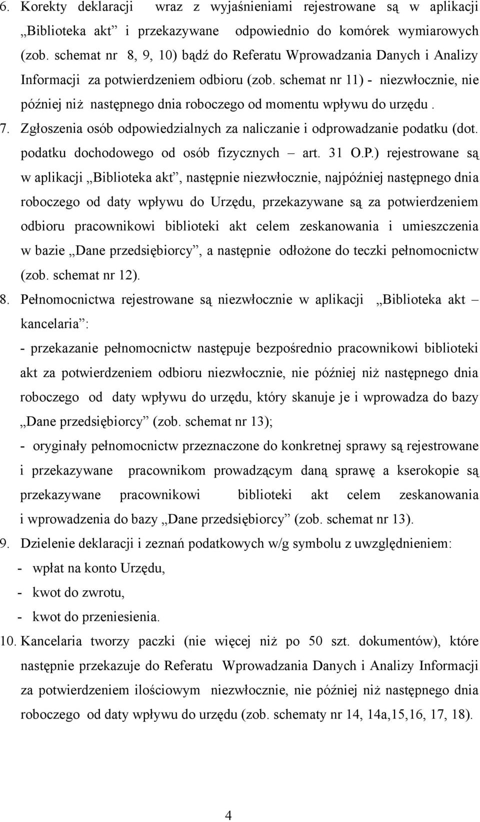 schemat nr 11) - niezwłocznie, nie później niż następnego dnia roboczego od momentu wpływu do urzędu. 7. Zgłoszenia osób odpowiedzialnych za naliczanie i odprowadzanie podatku (dot.