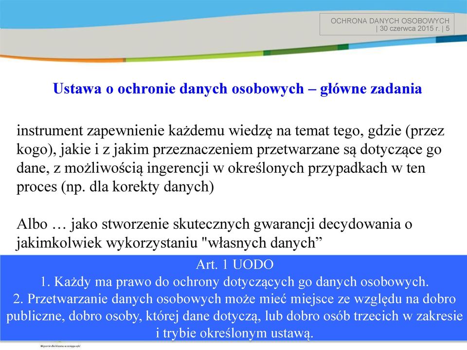 dotyczące go dane, z możliwością ingerencji w określonych przypadkach w ten proces (np.