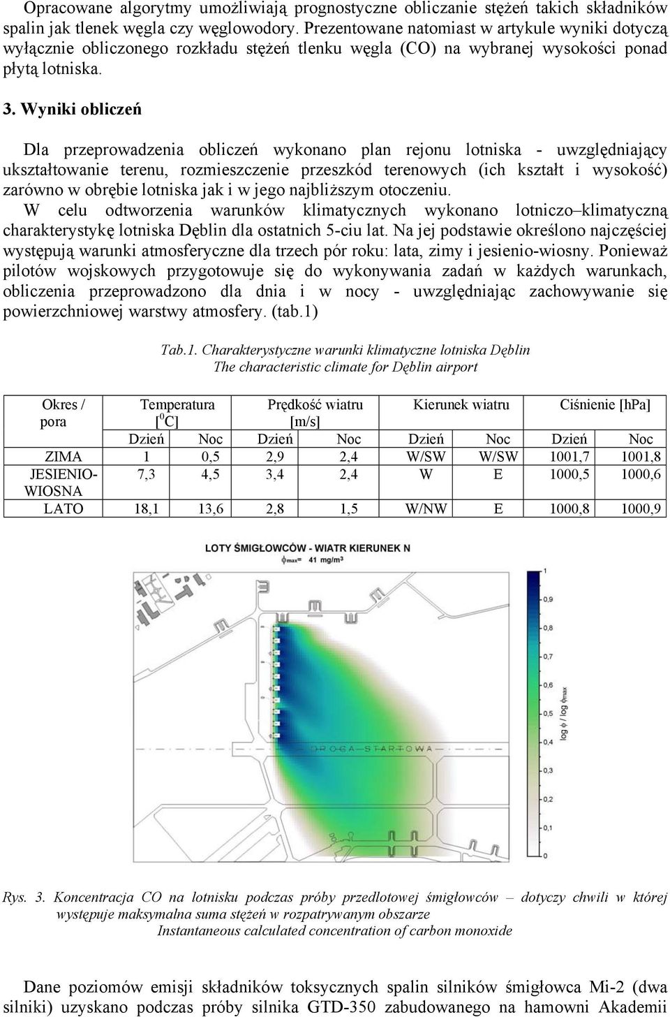 Wyniki obliczeń Dla przeprowadzenia obliczeń wykonano plan rejonu lotniska - uwzględniający ukształtowanie terenu, rozmieszczenie przeszkód terenowych (ich kształt i wysokość) zarówno w obrębie