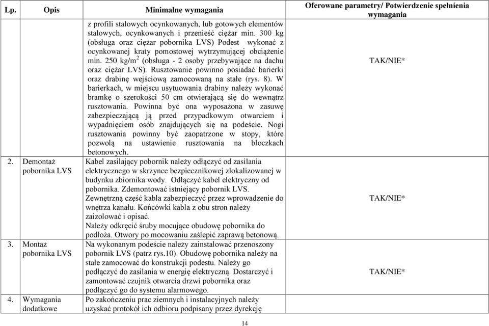 Rusztowanie powinno posiadać barierki oraz drabinę wejściową zamocowaną na stałe (rys. 8).