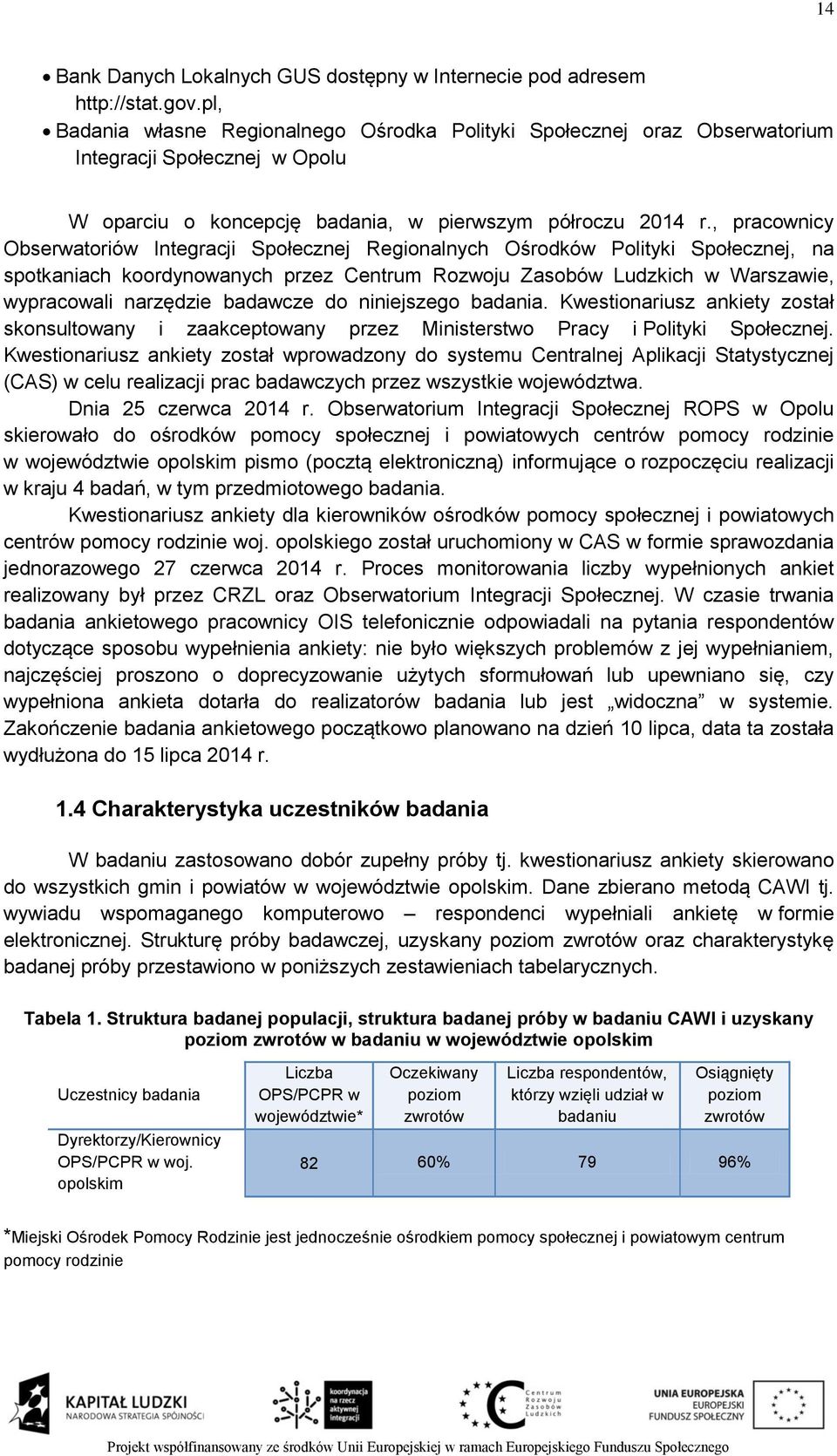 , pracownicy Obserwatoriów Integracji Społecznej Regionalnych Ośrodków Polityki Społecznej, na spotkaniach koordynowanych przez Centrum Rozwoju Zasobów Ludzkich w Warszawie, wypracowali narzędzie