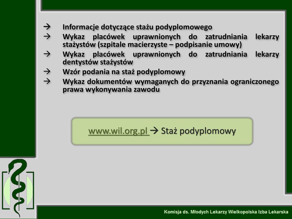 dentystów stażystów do zatrudniania lekarzy Wzór podania na staż podyplomowy Wykaz