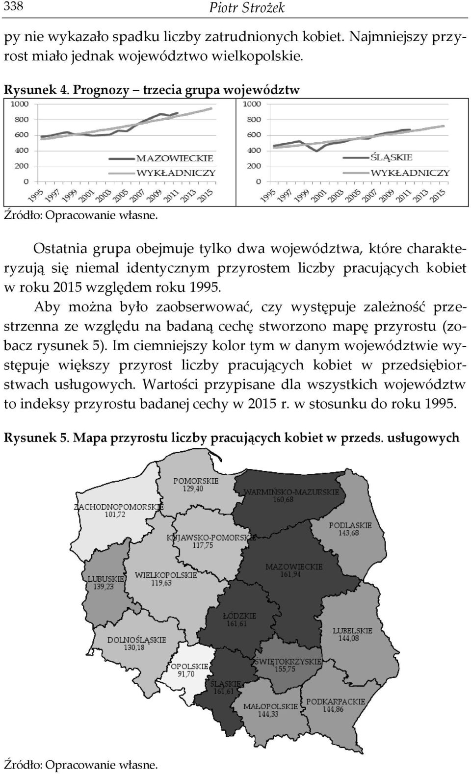 Aby można było zaobserwować, czy wysępuje zależność przesrzenna ze względu na badaną cechę sworzono mapę przyrosu (zobacz rysunek 5).