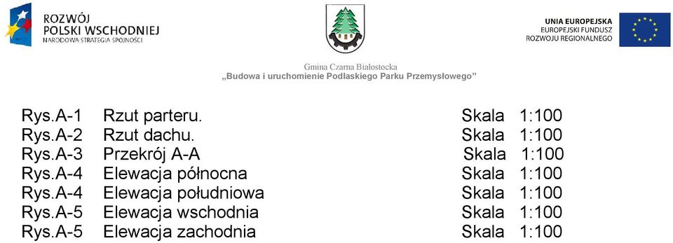 Przekrój A-A Elewacja północna Elewacja południowa Elewacja