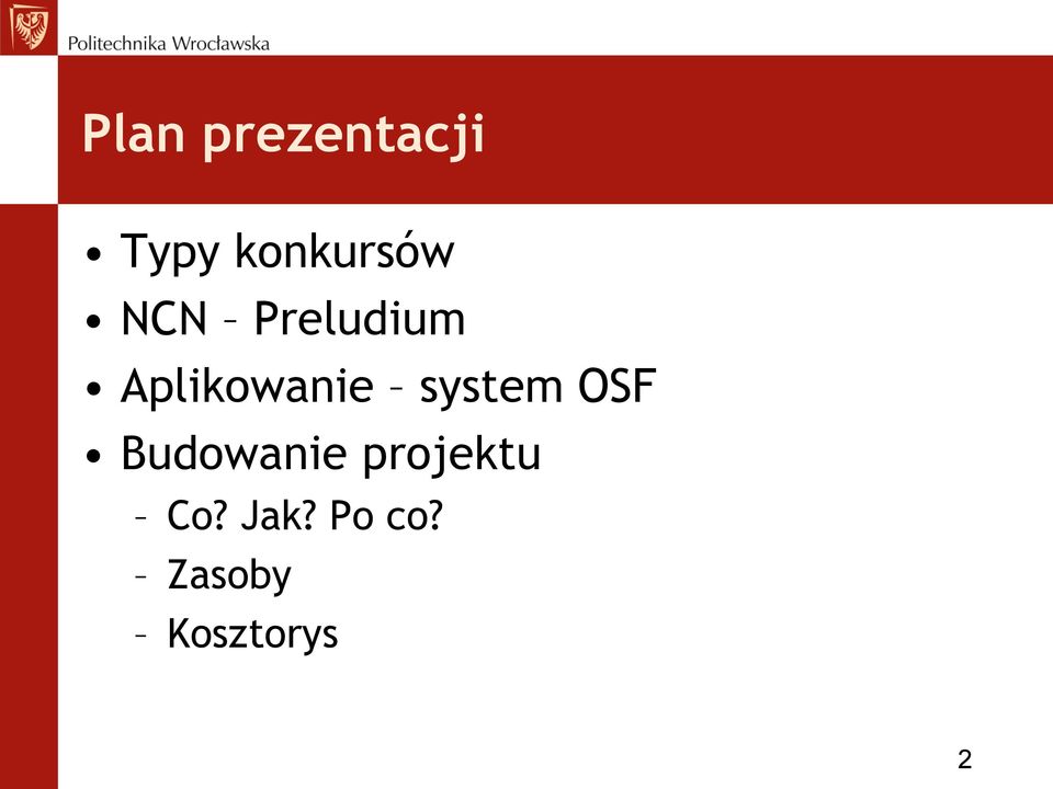 Aplikowanie system OSF