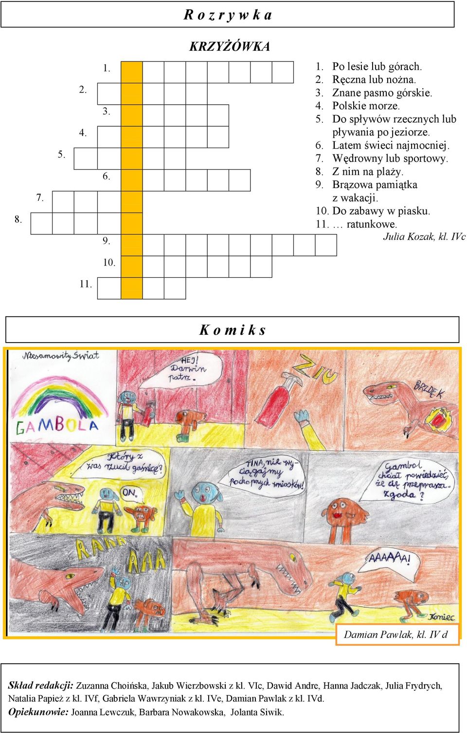 IVc 10. 11. K o m i k s Damian Pawlak, kl. IV d Skład redakcji: Zuzanna Choińska, Jakub Wierzbowski z kl.