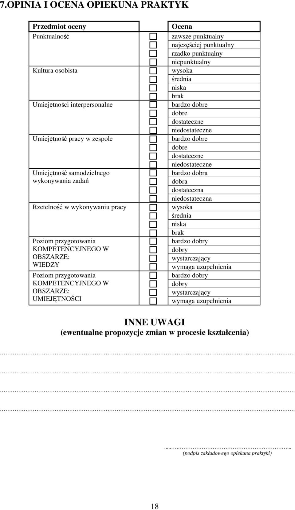 wysoka średnia niska brak bardzo dobre dobre dostateczne niedostateczne bardzo dobre dobre dostateczne niedostateczne bardzo dobra dobra dostateczna niedostateczna wysoka średnia niska brak bardzo