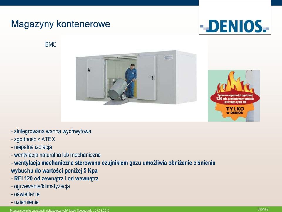 wybuchu do wartości poniżej 5 Kpa - REI 120 od zewnątrz i od wewnątrz - ogrzewanie/klimatyzacja -