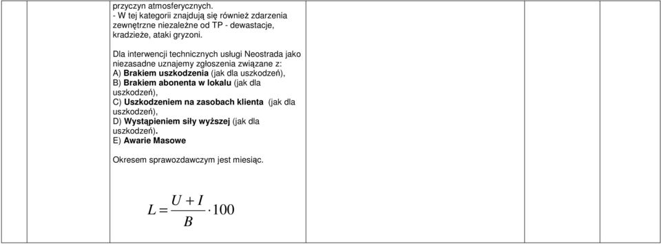 Dla interwencji technicznych usługi Neostrada jako niezasadne uznajemy zgłoszenia związane z: A) Brakiem uszkodzenia (jak dla