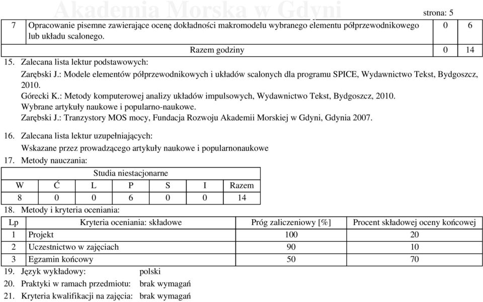 : Metody komputerowej analizy układów impulsowych, Wydawnictwo Tekst, Bydgoszcz, 2010. Wybrane artykuły naukowe i popularno-naukowe. Zarębski J.