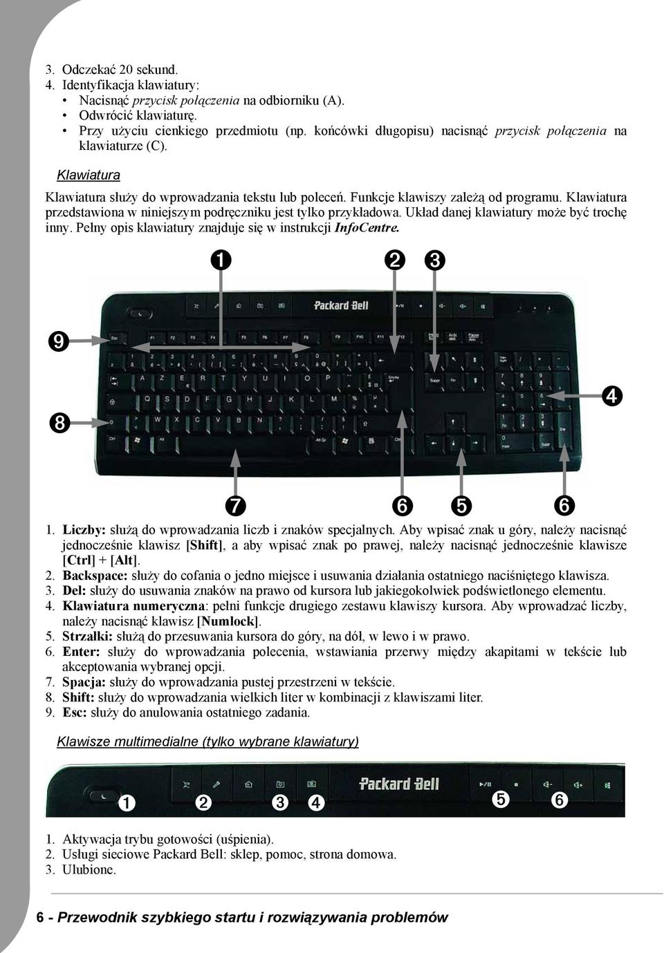 Klawiatura przedstawiona w niniejszym podręczniku jest tylko przykładowa. Układ danej klawiatury może być trochę inny. Pełny opis klawiatury znajduje się w instrukcji InfoCentre. ➊ ➋ ➌ ➒ ➑ ➍ ➐ 1.