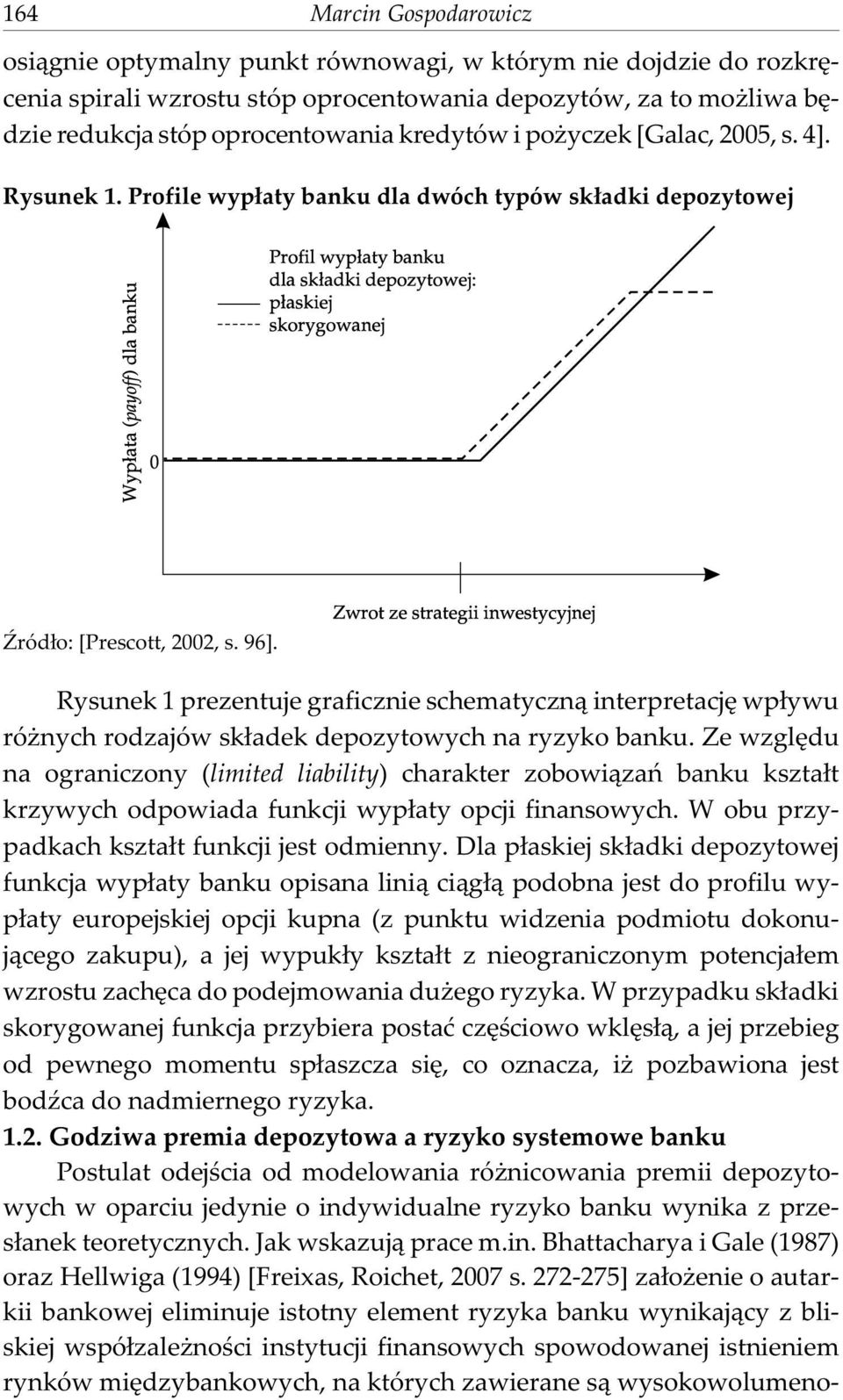 Rysunek 1 prezentuje graficznie schematyczn¹ interpretacjê wp³ywu ró nych rodzajów sk³adek depozytowych na ryzyko banku.