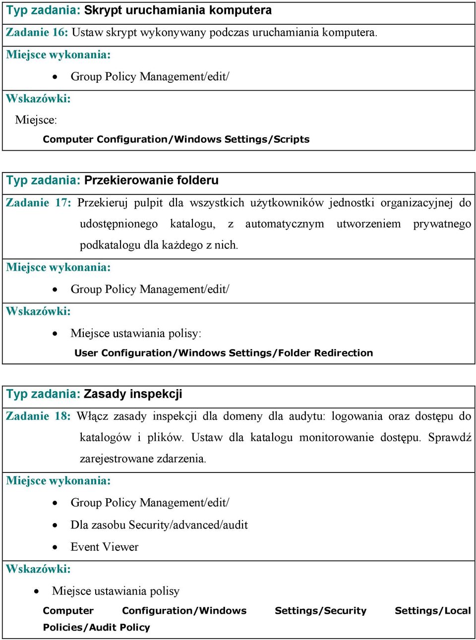 organizacyjnej do udostępnionego katalogu, z automatycznym utworzeniem prywatnego podkatalogu dla każdego z nich.