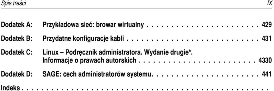 ..431 Dodatek C: Linux Podrêcznik administratora. Wydanie drugie*.